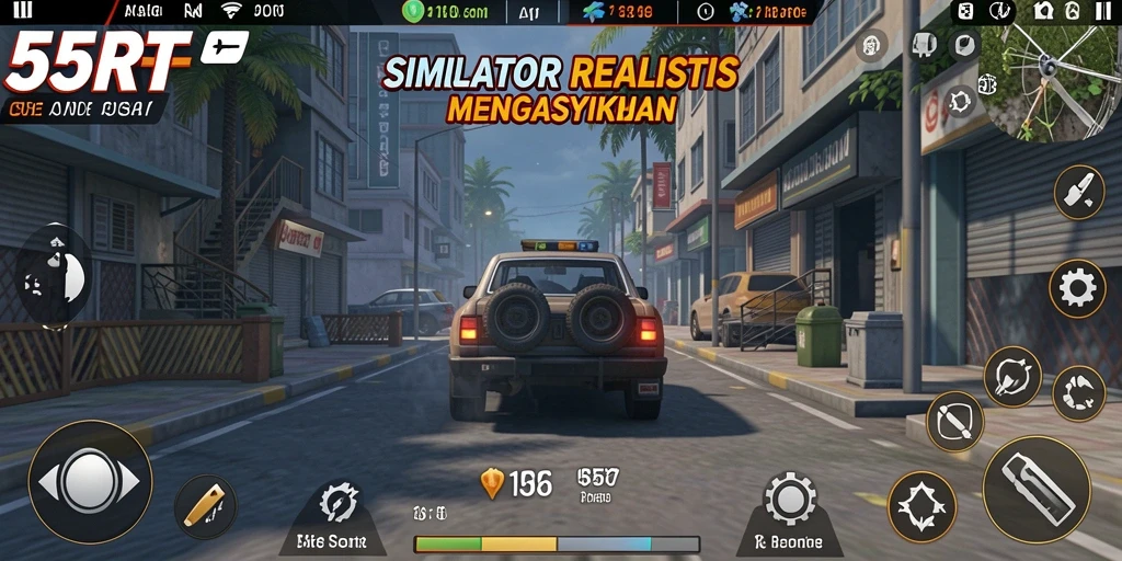 Tampilan gameplay yang memukau dari 55RT dengan simulasi realistis.
