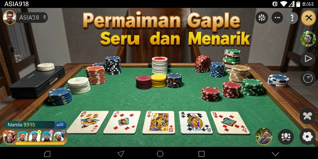Tampilan gameplay ASIA918 saat bermain Gaple bersama teman-teman.