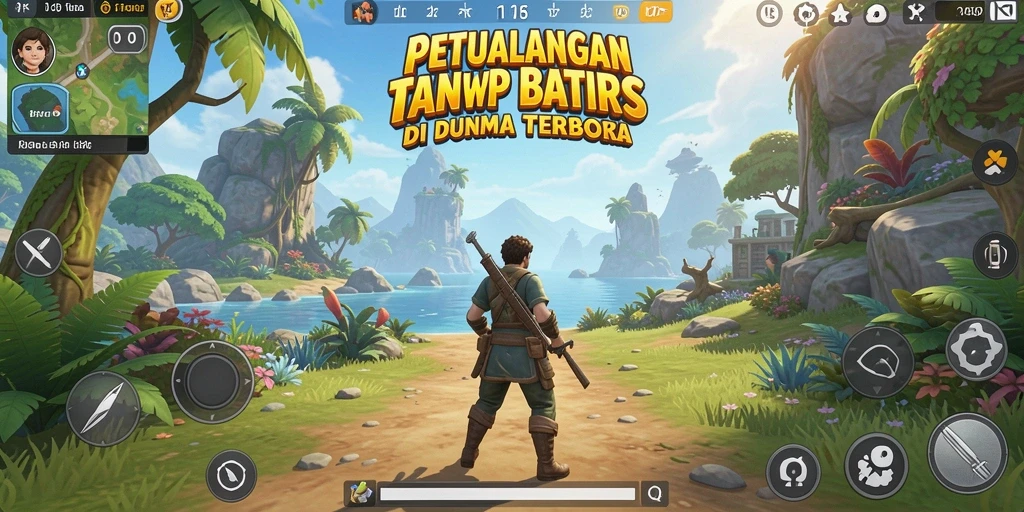 Tangkapan layar DKK menampilkan aksi eksplorasi di dunia terbuka yang indah.
