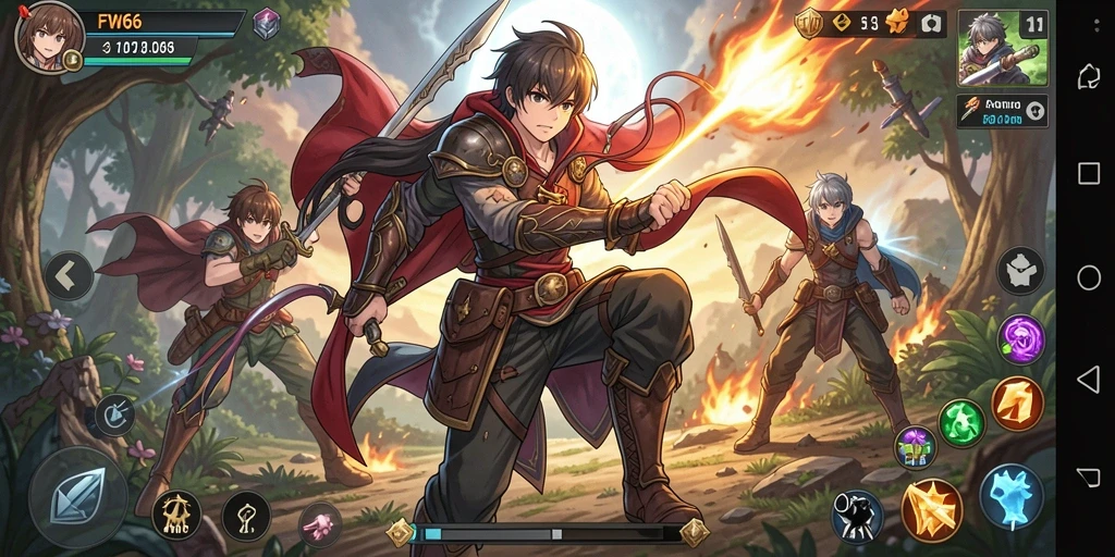 Screenshot gameplay FW66 dengan visual anime yang menawan.