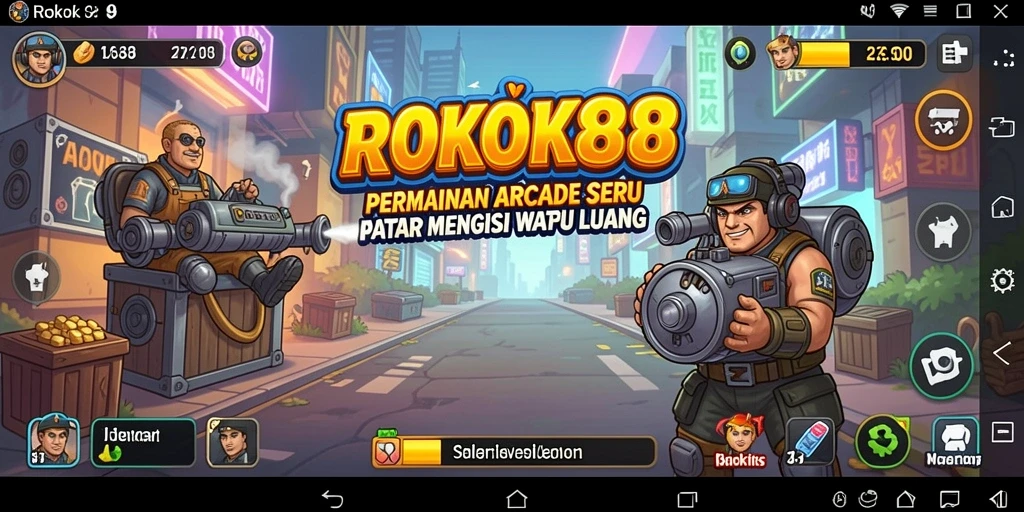 Screenshot permainan ROKOK88 menampilkan aksi seru dalam gameplay arcade.
