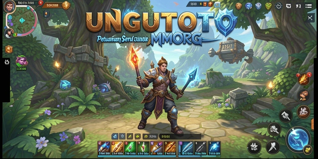 Screenshot gameplay UNGUTOTO menunjukkan pertarungan seru di dunia MMORPG.
