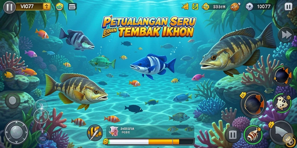 Screenshot menampilkan aksi seru dalam permainan Tembak Ikan.